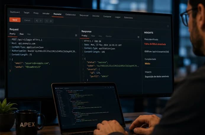 Visão ilustrativa das evidências e da entrega de Pentest de API