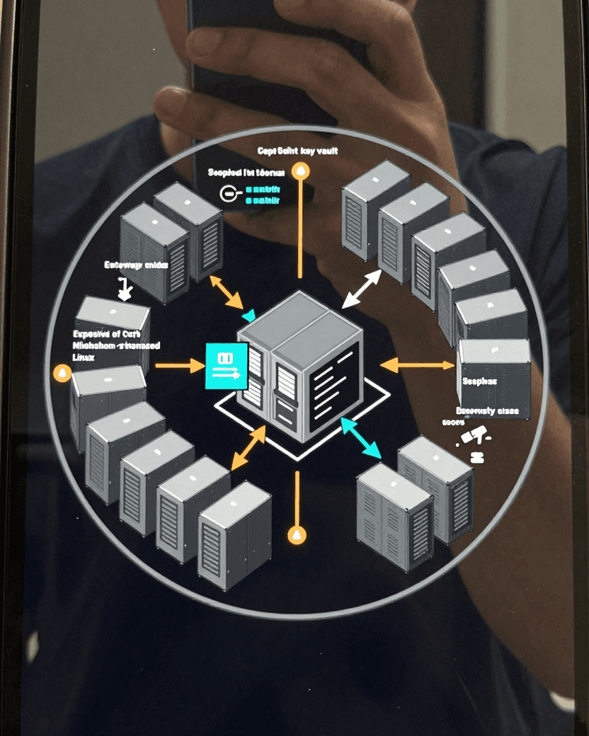 Security analyst mapping secrets exposed from a Ceph config-key store to encrypted OSDs, dashboard services, gateways, and cephadm-managed hosts