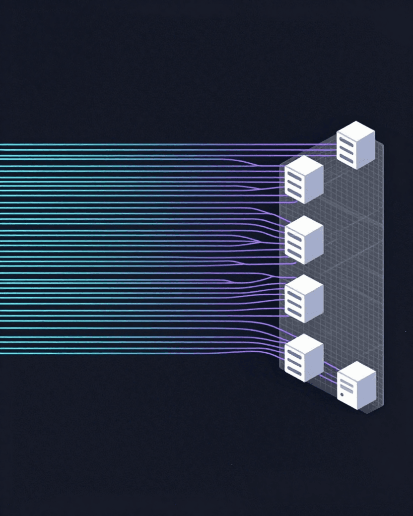 Diagram of a mass reconnaissance funnel narrowing from the whole internet address space down to a small set of reachable vulnerable hosts