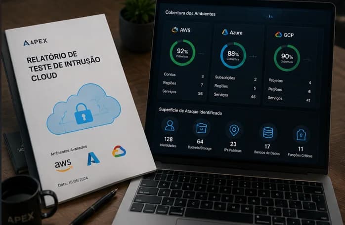 Visão ilustrativa das evidências e da entrega de Pentest de ambientes cloud