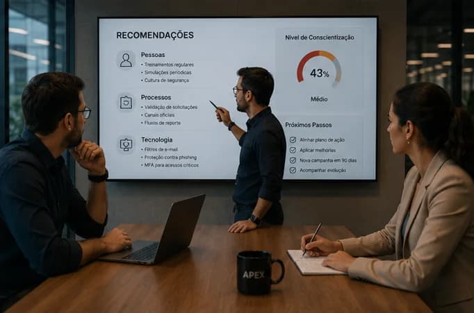 Visão ilustrativa das evidências e da entrega de Pentest de engenharia social